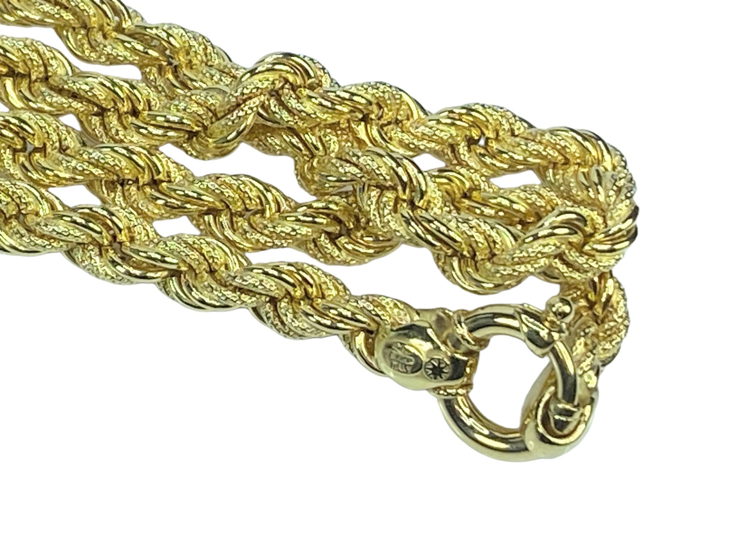 Fancy Italy 18K 7.6mm Texture Polish Rope link extra long necklace