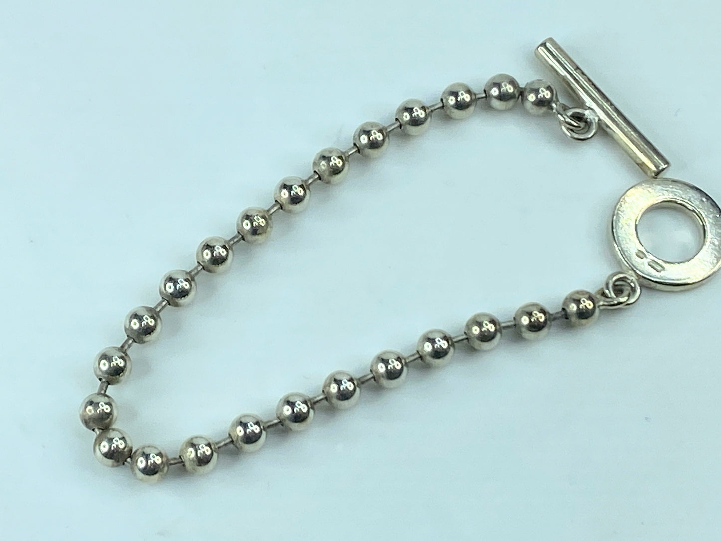 Gucci Sterling Silver Bead Boule Toggle Bracelet 7.5" 15.7 grams JR644