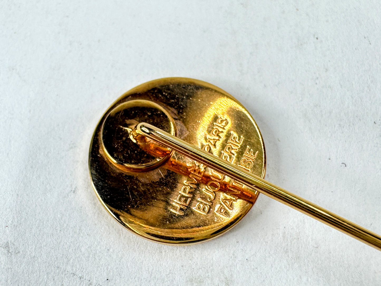 Vintage Hermès Paris Sellier Gold-Tone Stick Pin Bijouterie Fantaisie GS865