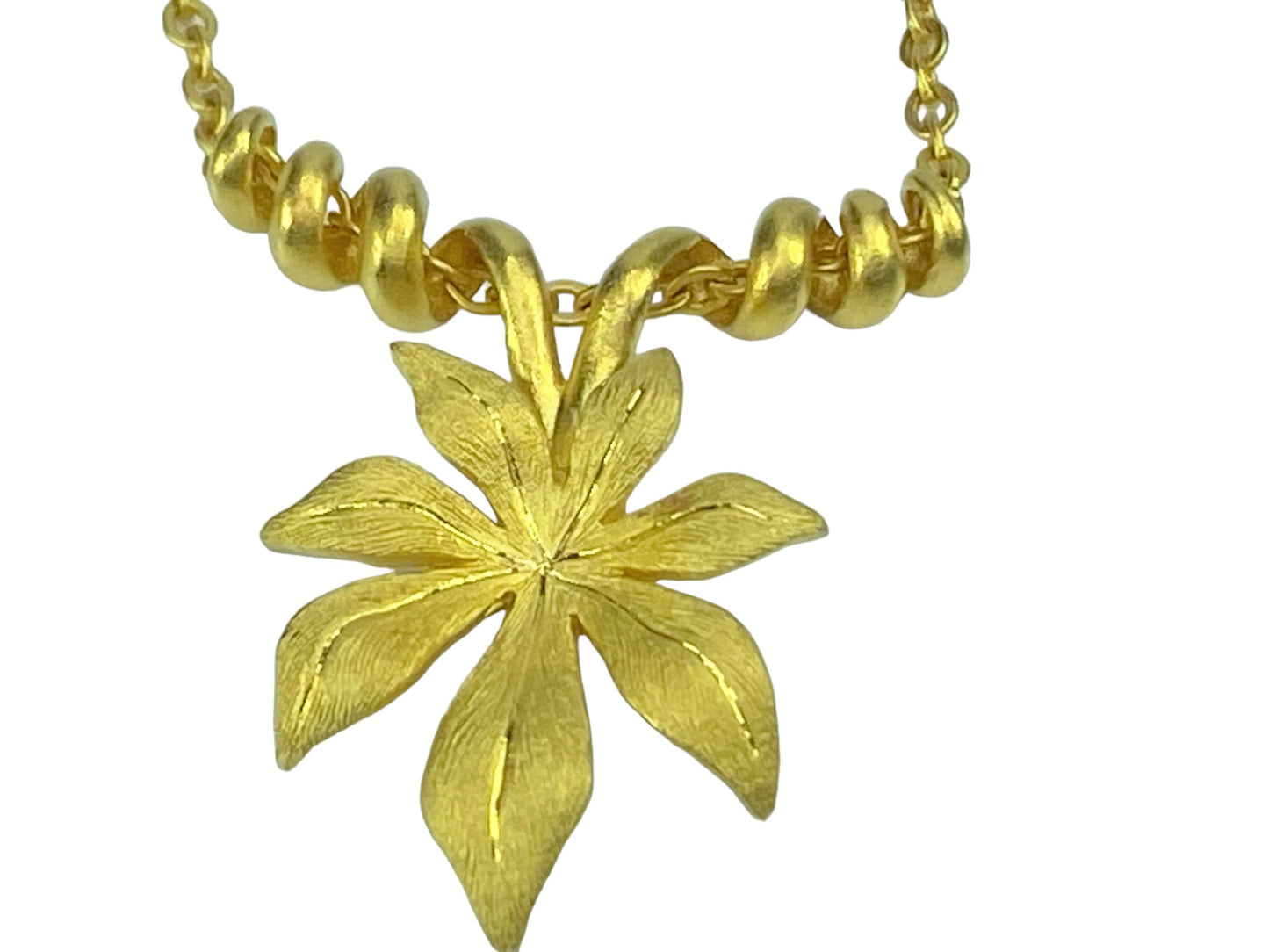 HIgh karat scrollwork sliding Flower pendant necklace