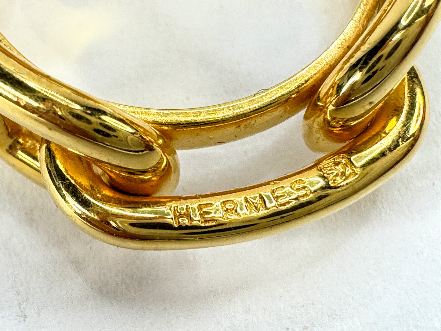 Vintage Hermès Gold Tone Chaîne d’Ancre Scarf Ring Chain Link Design GS860