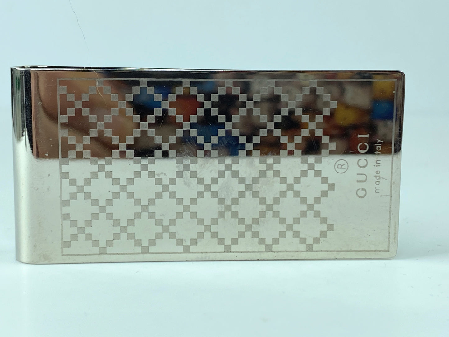 GUCCI Money Clip Diamantissima Logo Bill Clip Men's silver Metal Italy GS292