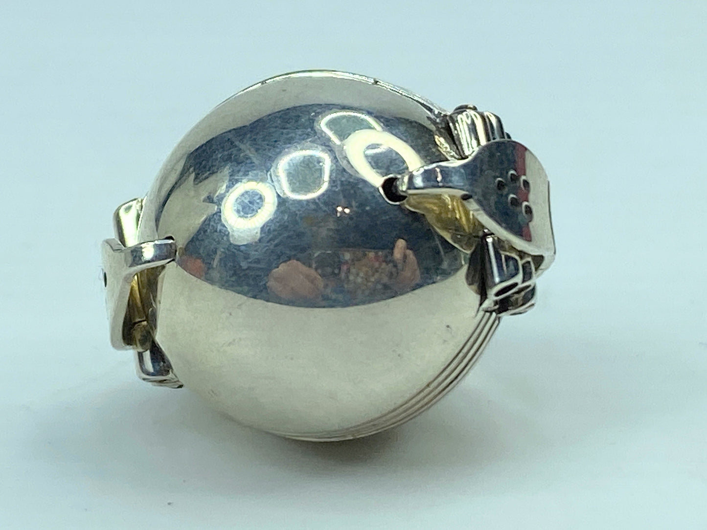 Modernist ball charm accordion locket expandable 6 photos sterling pendant SS82