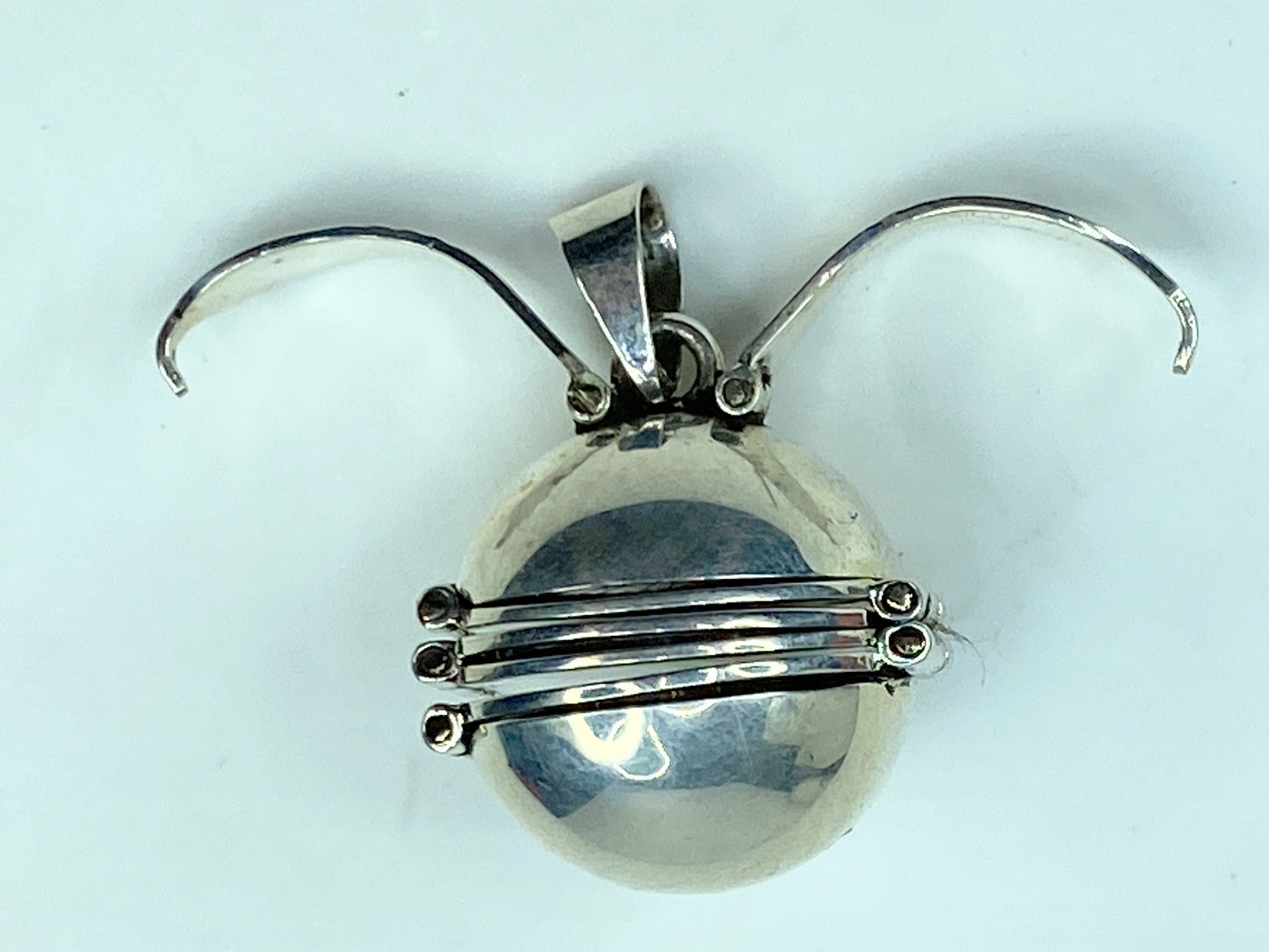 Modernist ball charm accordion locket expandable 6 photos sterling pendant SS82