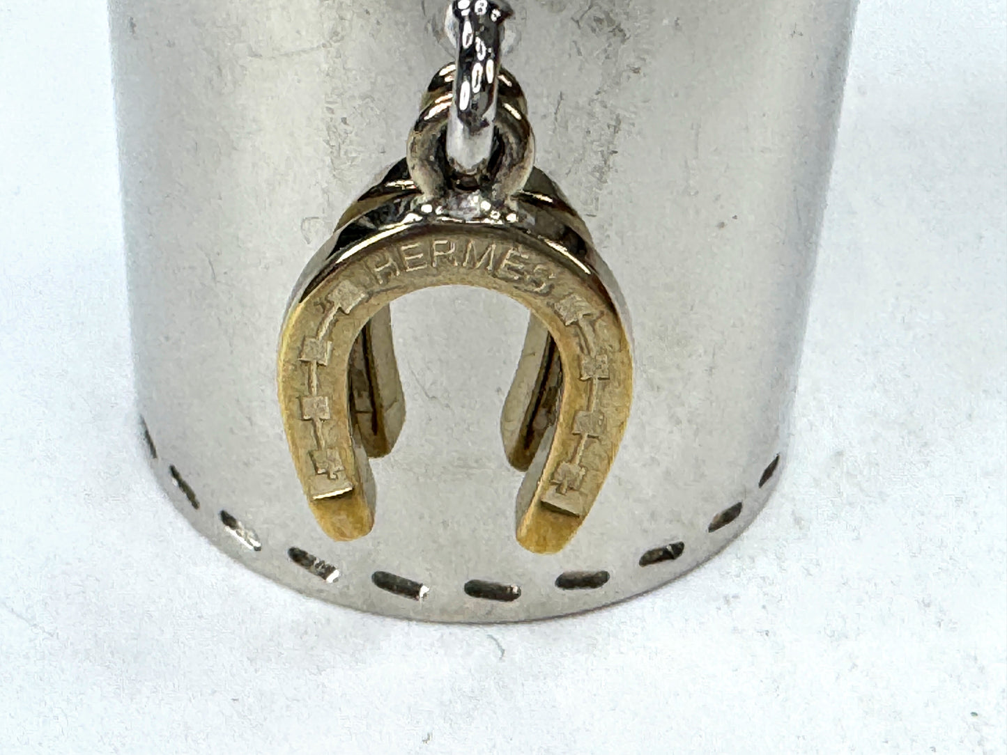 Vintage Hermès Fer à Cheval Horseshoe Palladium Scarf Ring with Box GS868