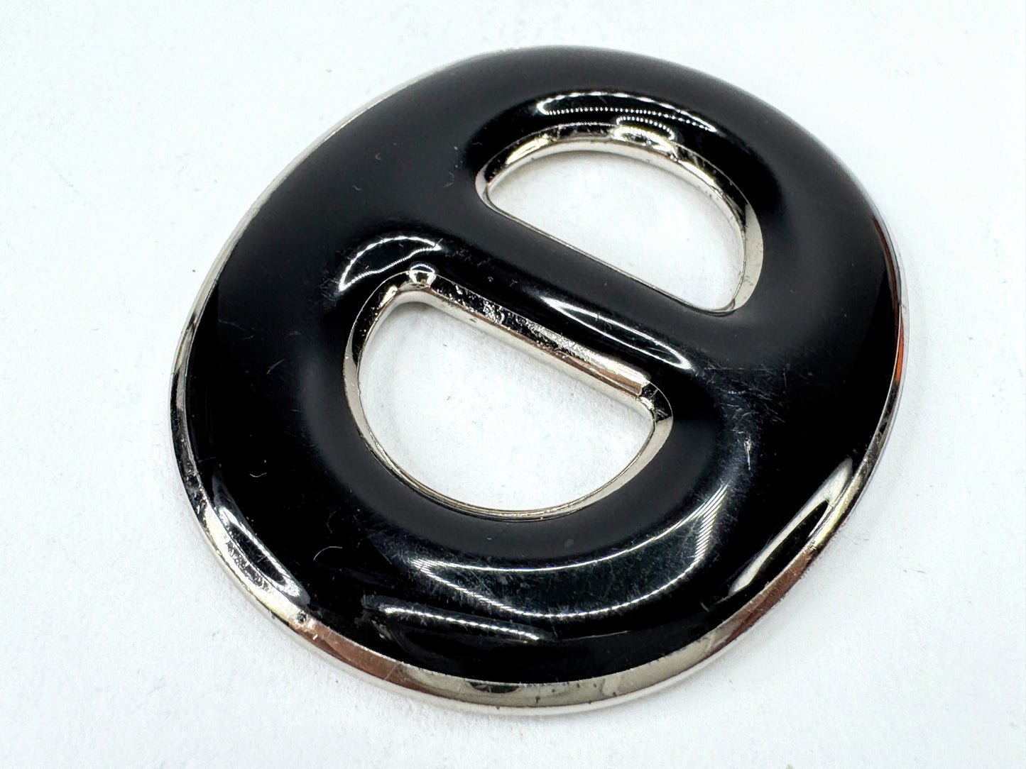 Vintage Hermès Chaîne d’Ancre Black Enamel Palladium Scarf Ring With Box GS870