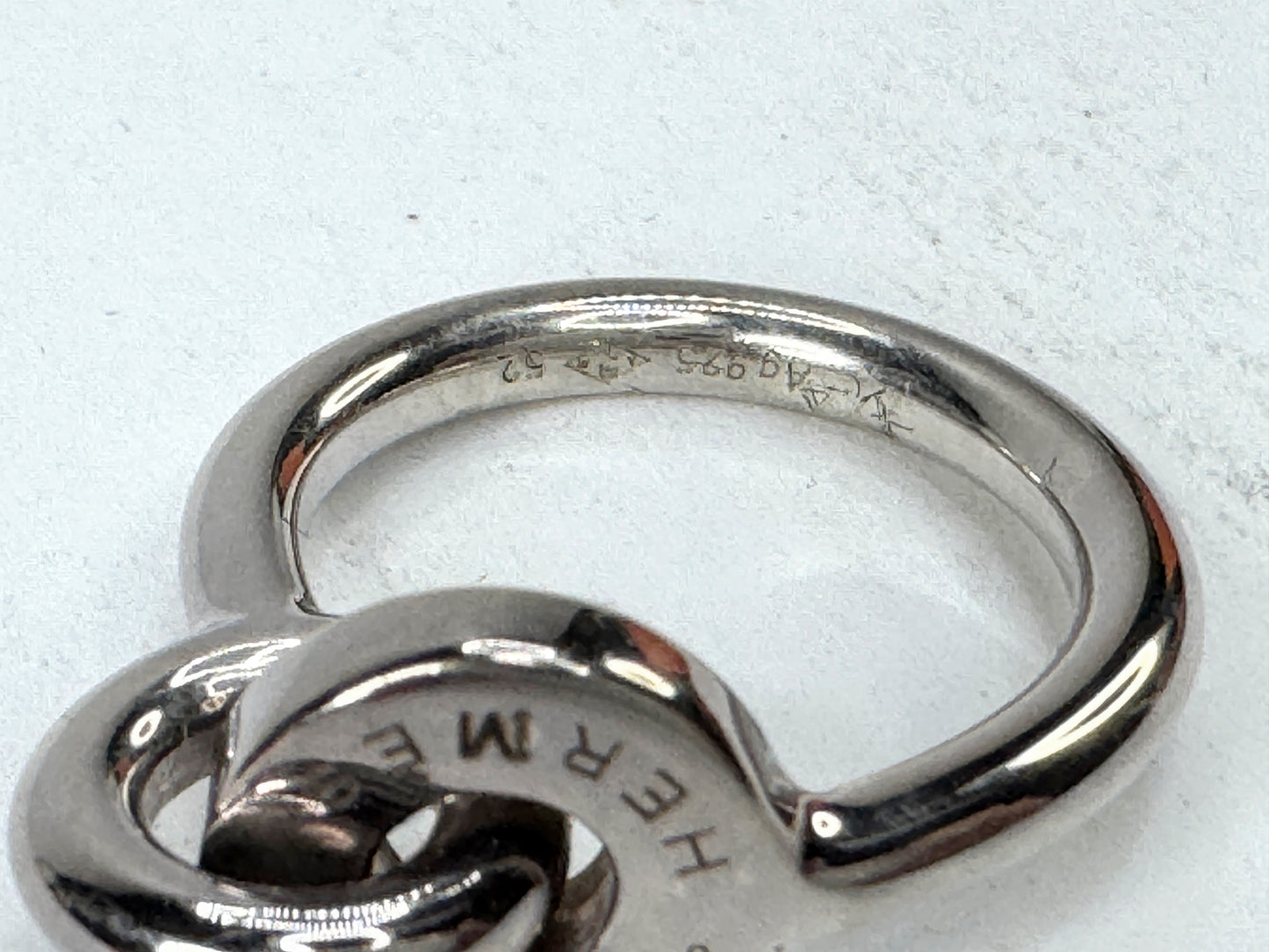Vintage Hermès Dubbel O Silver Tone Horseshoe Charm Wide Ring with Box GS868