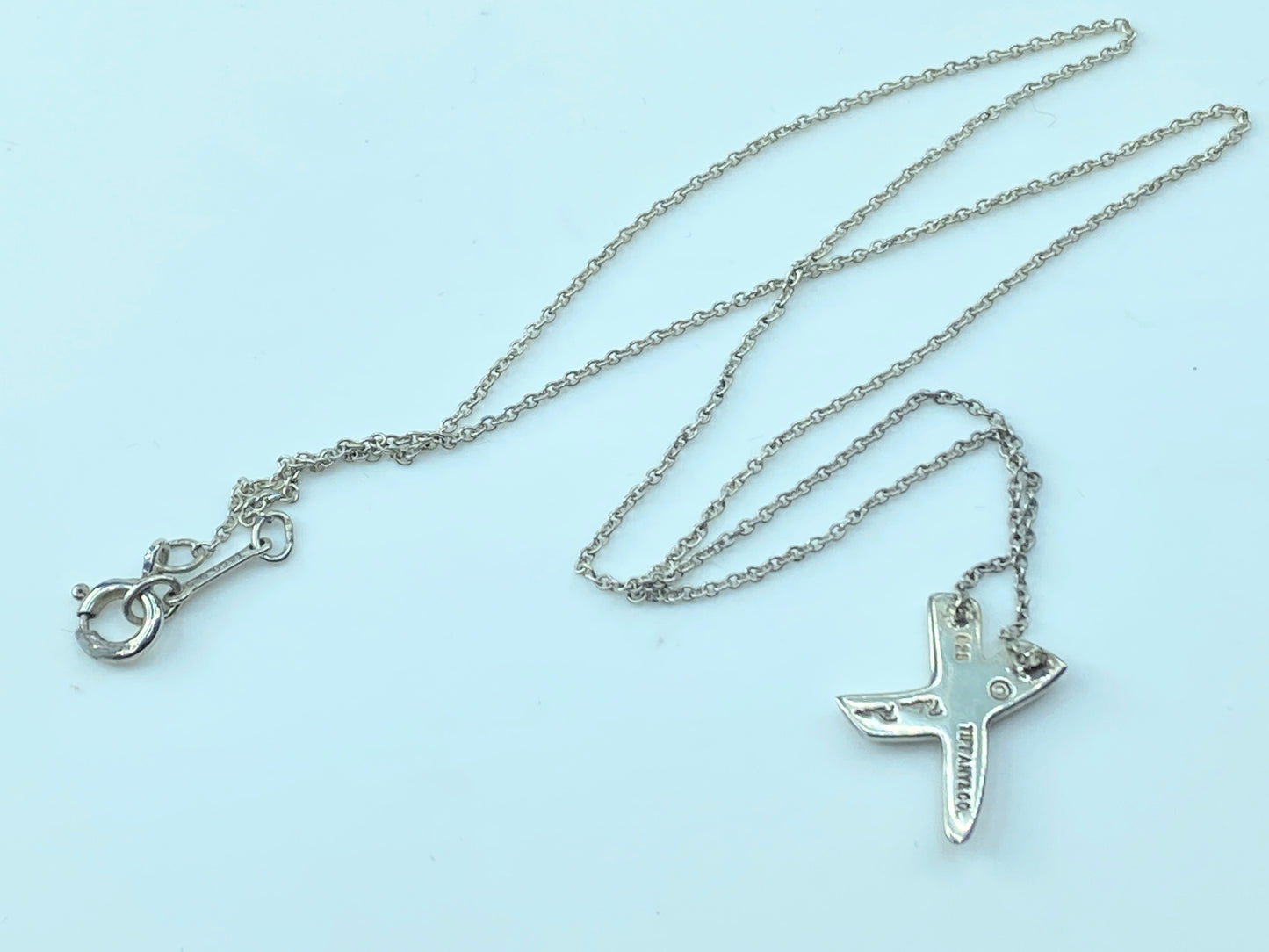 Tiffany & Co Sterling 925 Paloma Picasso Kiss X Pendant Necklace 2.5g 16" JR147
