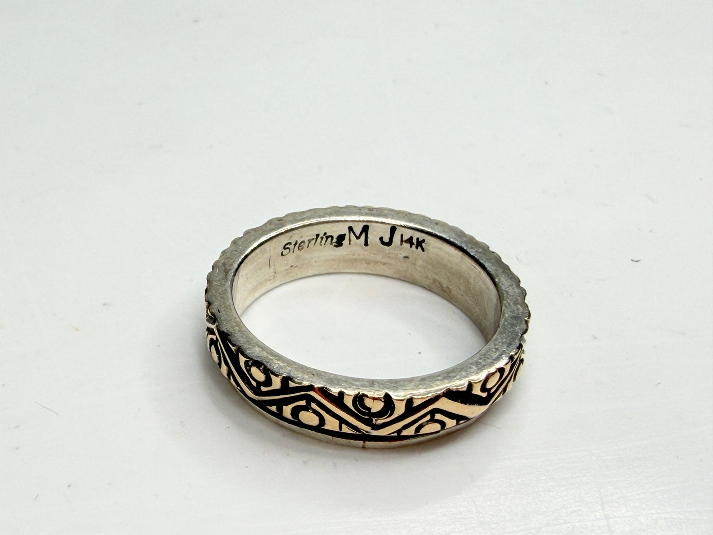 Sterling Silver Band Ring with 14K Gold Inlay Custom Artisan JR1243