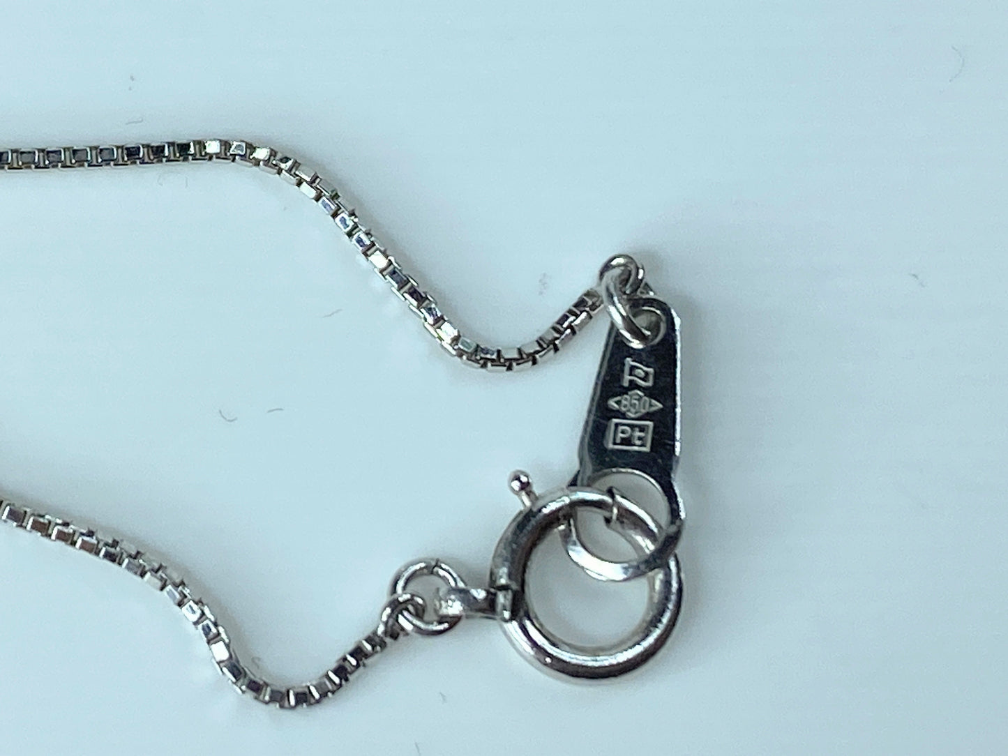 Platinum 0.04ct G.VS2 diamond Double Rices pendant necklace 15.5" 3.3g JR160