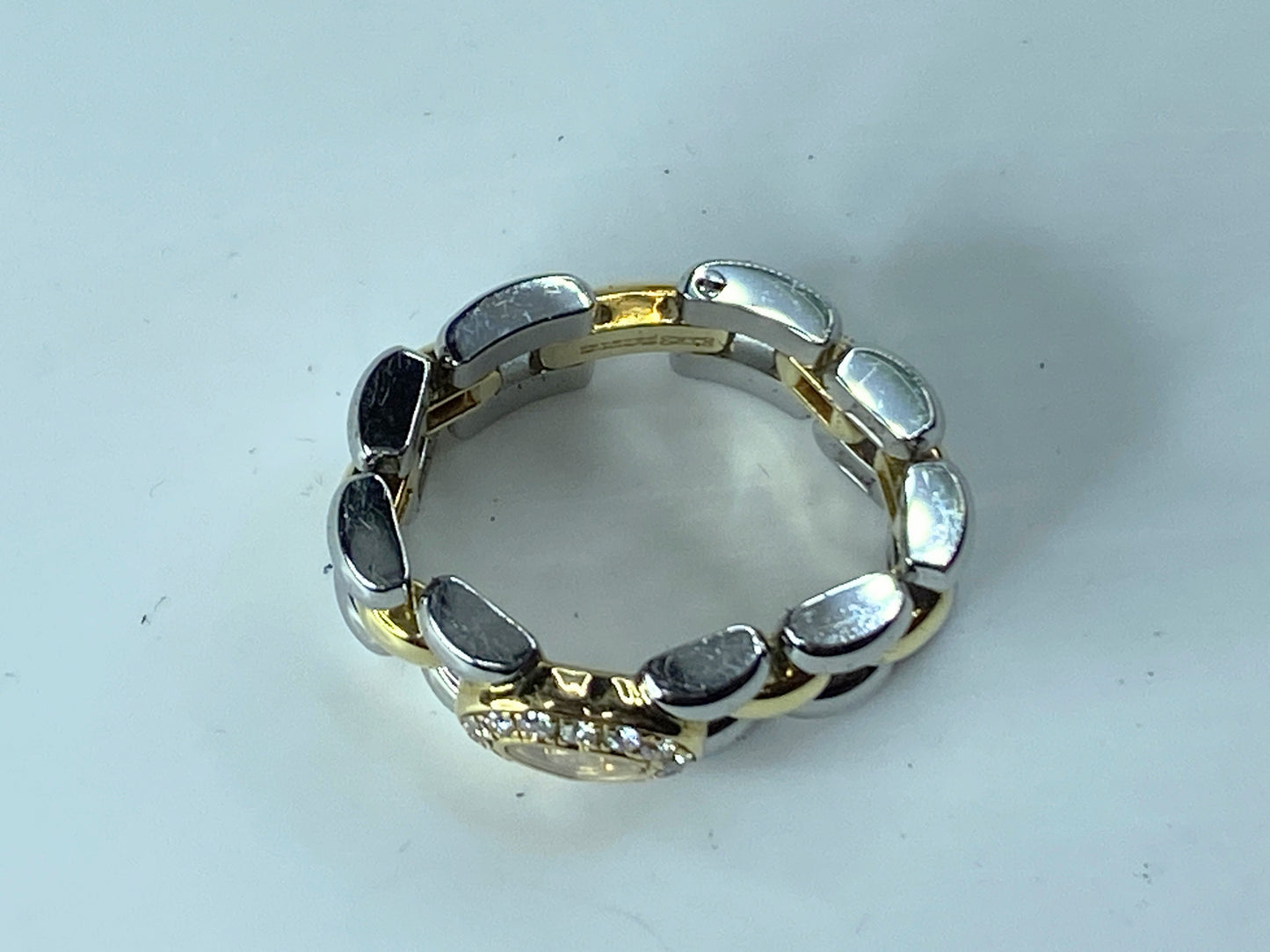 18kt. Yellow Gold & Steel Chopard Ring with Moving Happy Diamond w/box s7 JR157