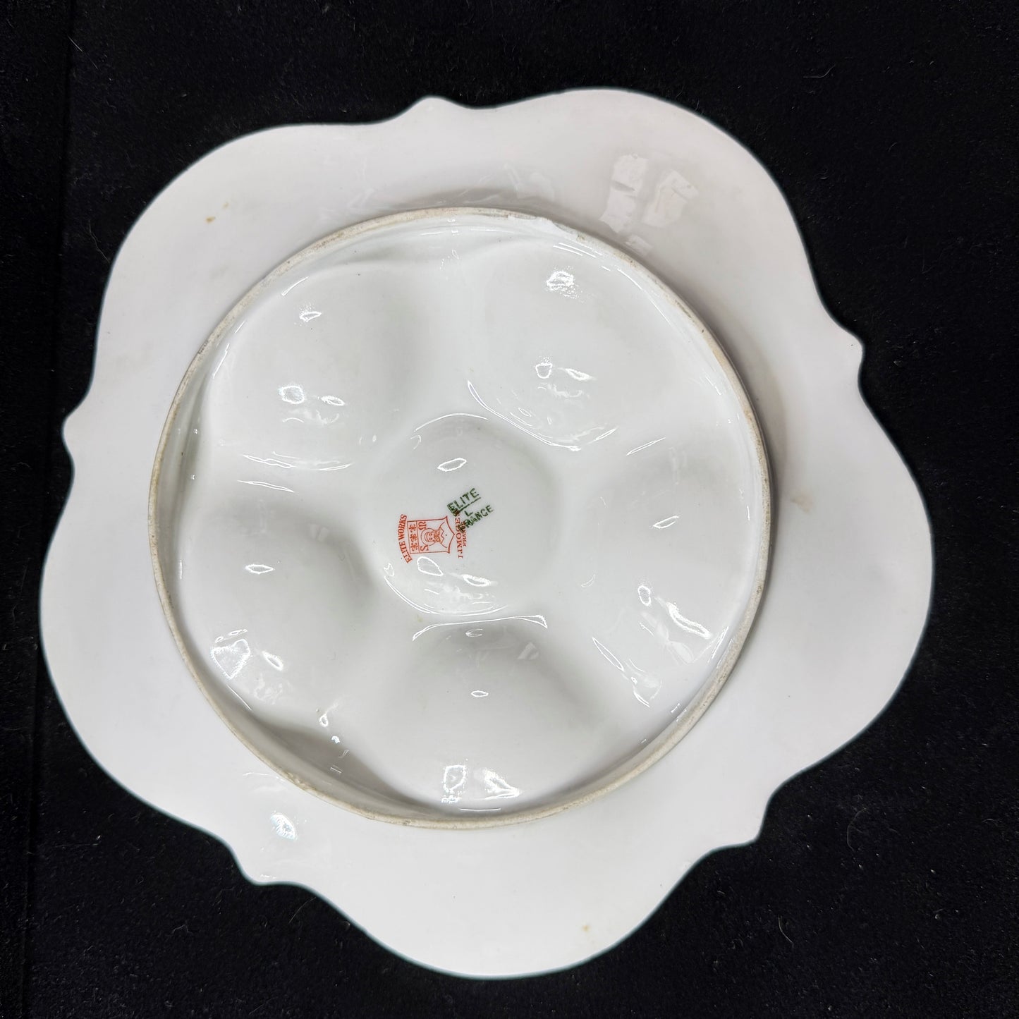 Antique Elite Works Limoges France Pink Rose Gold Scalloped Oyster Plate A1147