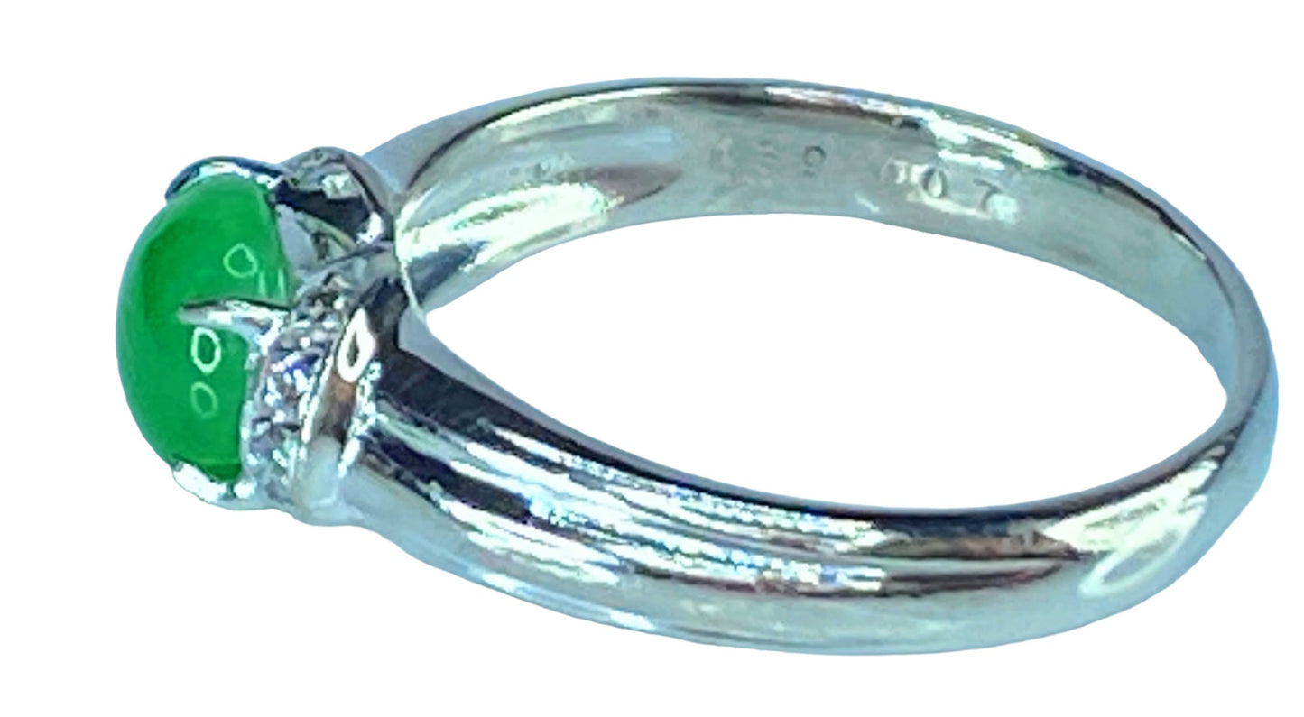 Platinum 1.39ct Jadeite cabochon Diamond ring