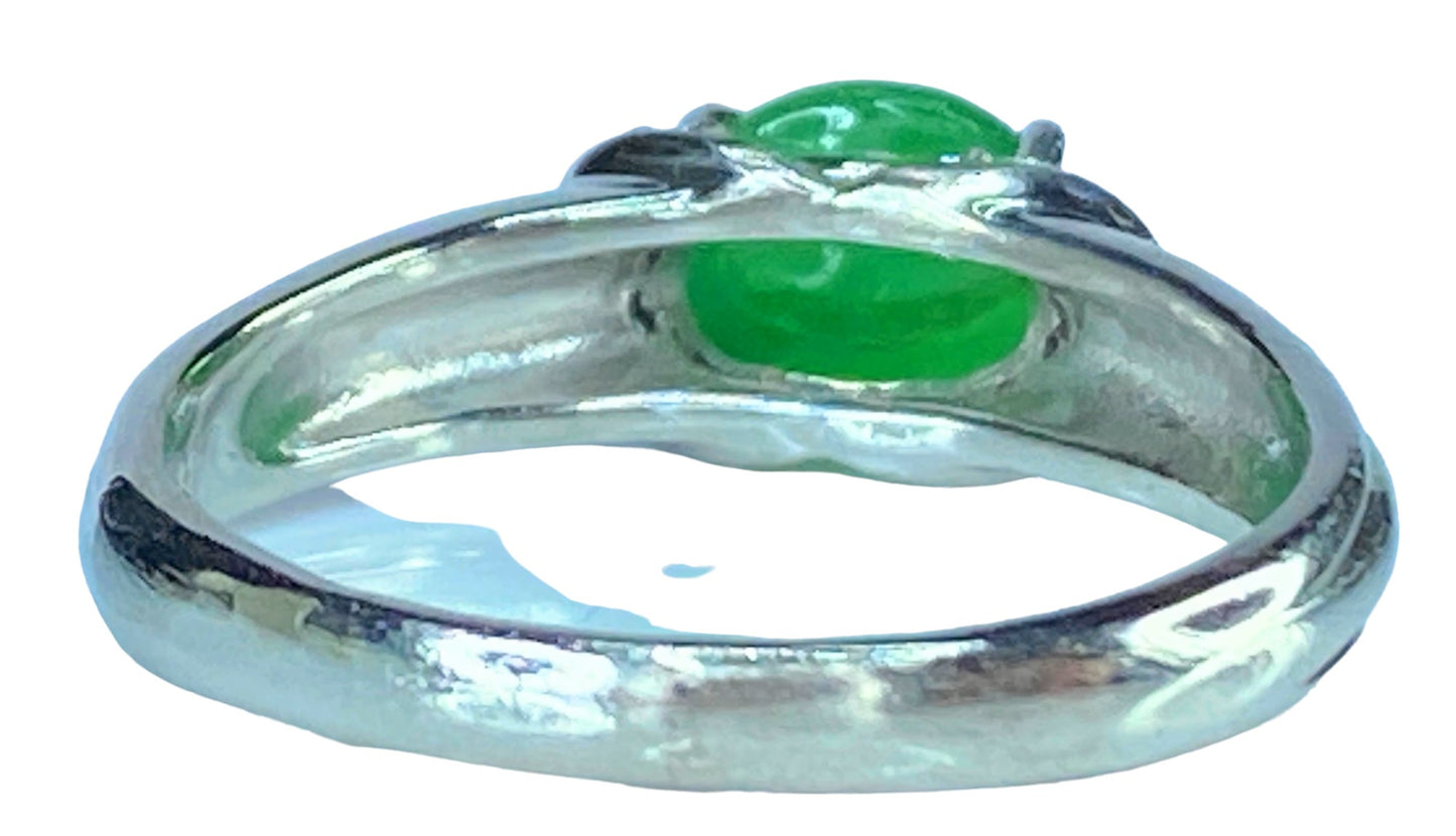 Platinum 1.39ct Jadeite cabochon Diamond ring