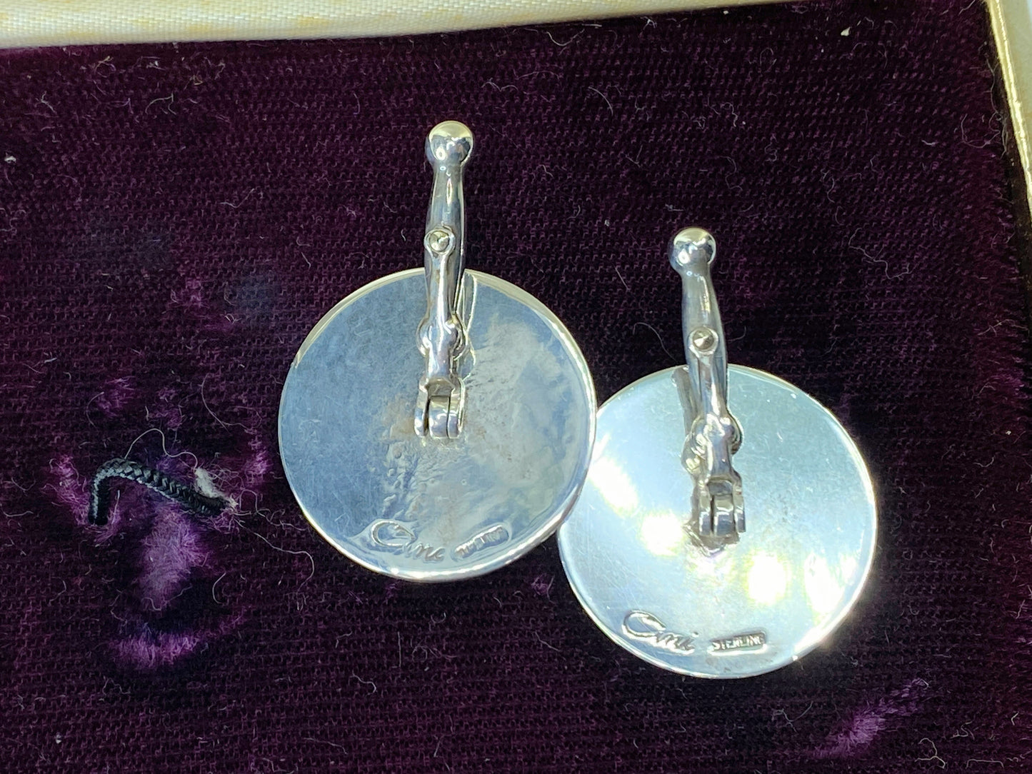 Cini Sterling Repousse automobile cufflinks in original box 24mm 21.6g GS208