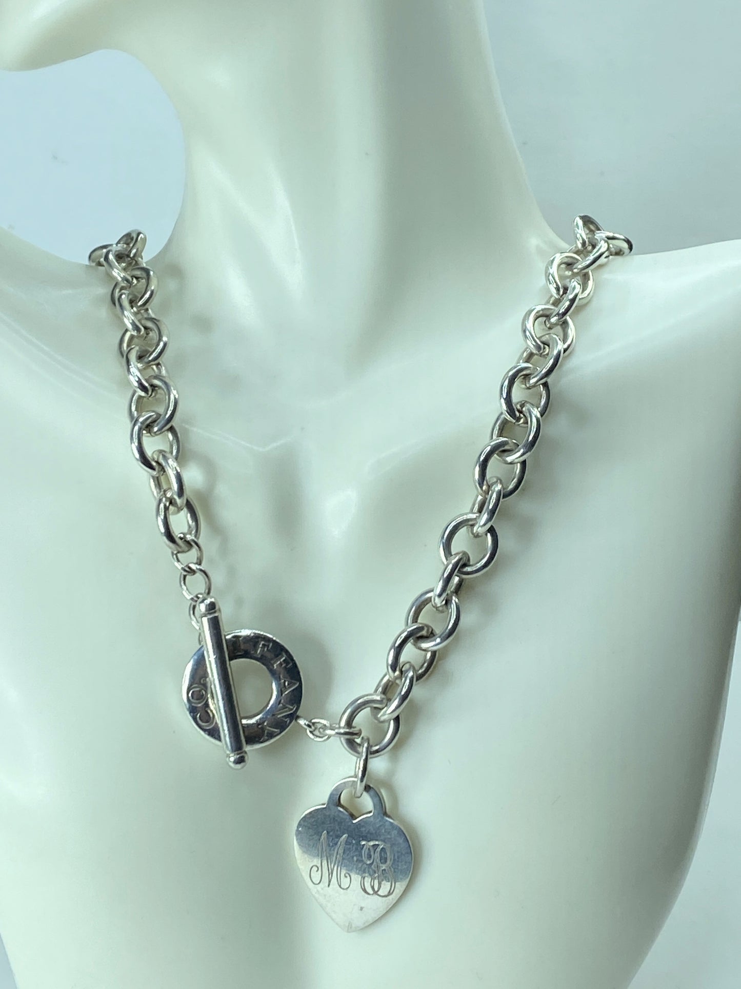 Tiffany & Co Sterling Silver Heart Tag Toggle Necklace 18" 83g JR170
