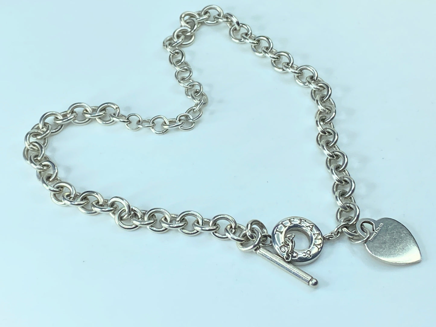 Tiffany & Co Sterling Silver Heart Tag Toggle Necklace 18" 83g JR170