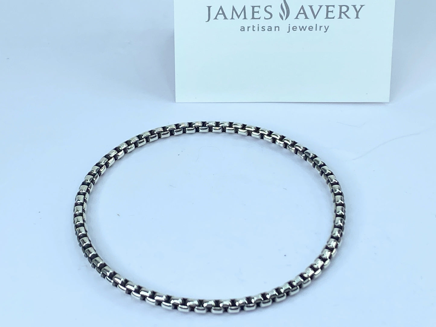 James Avery Retired Sterling Silver Rustic Box Chain Bangle Bracelet 8" JR661
