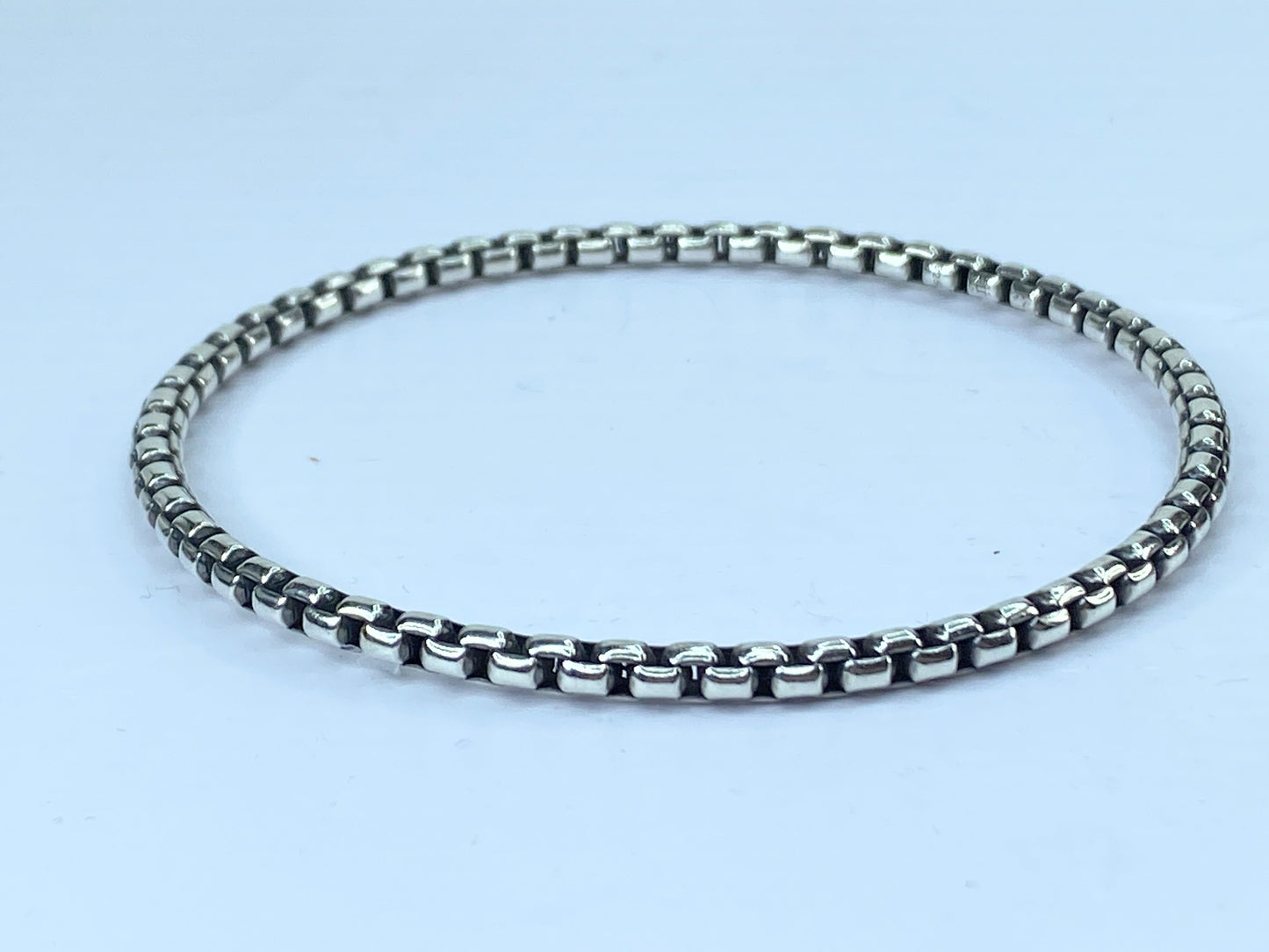 James Avery Retired Sterling Silver Rustic Box Chain Bangle Bracelet 8" JR661