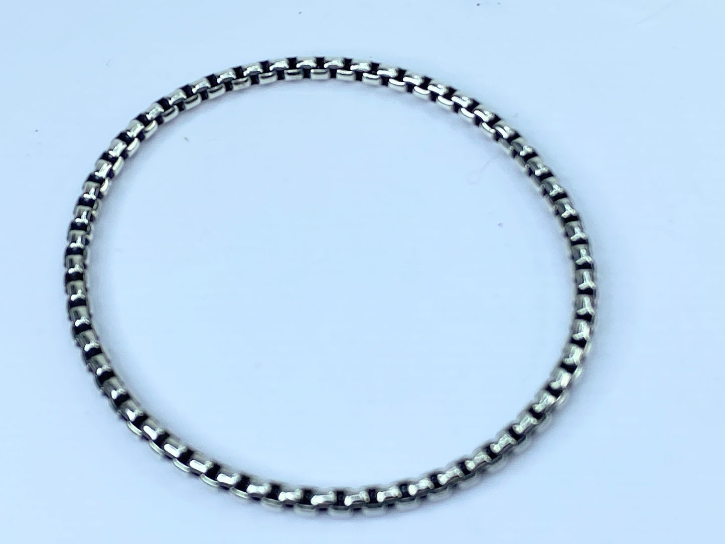James Avery Retired Sterling Silver Rustic Box Chain Bangle Bracelet 8" JR661