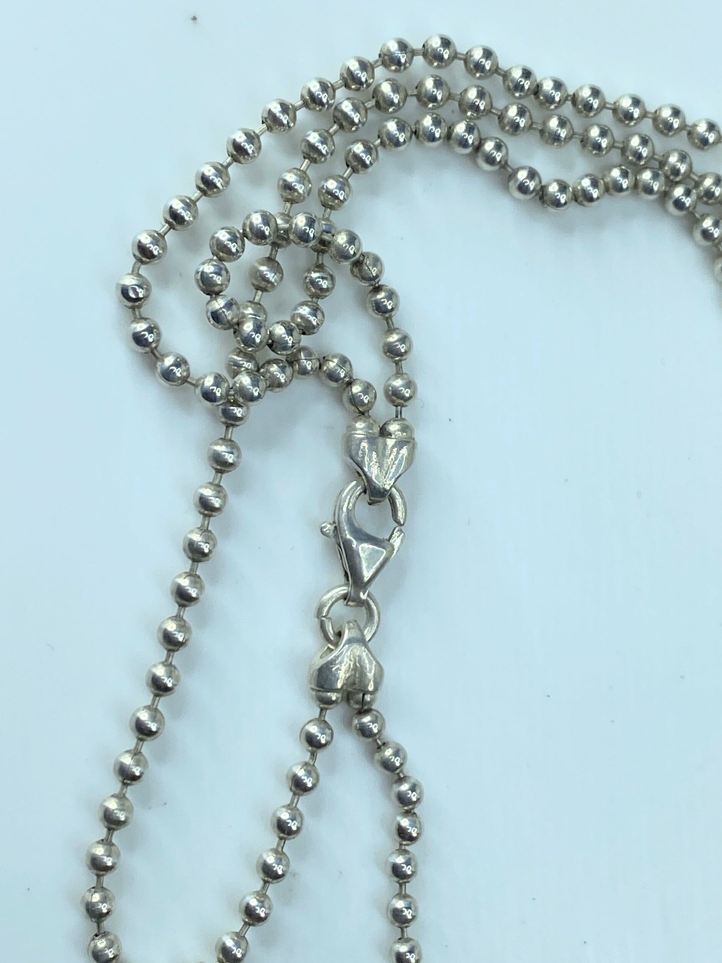 Gucci Bar Tag Double-Strand sterling ball link Necklace 20" 23.3g w/pouch GS210