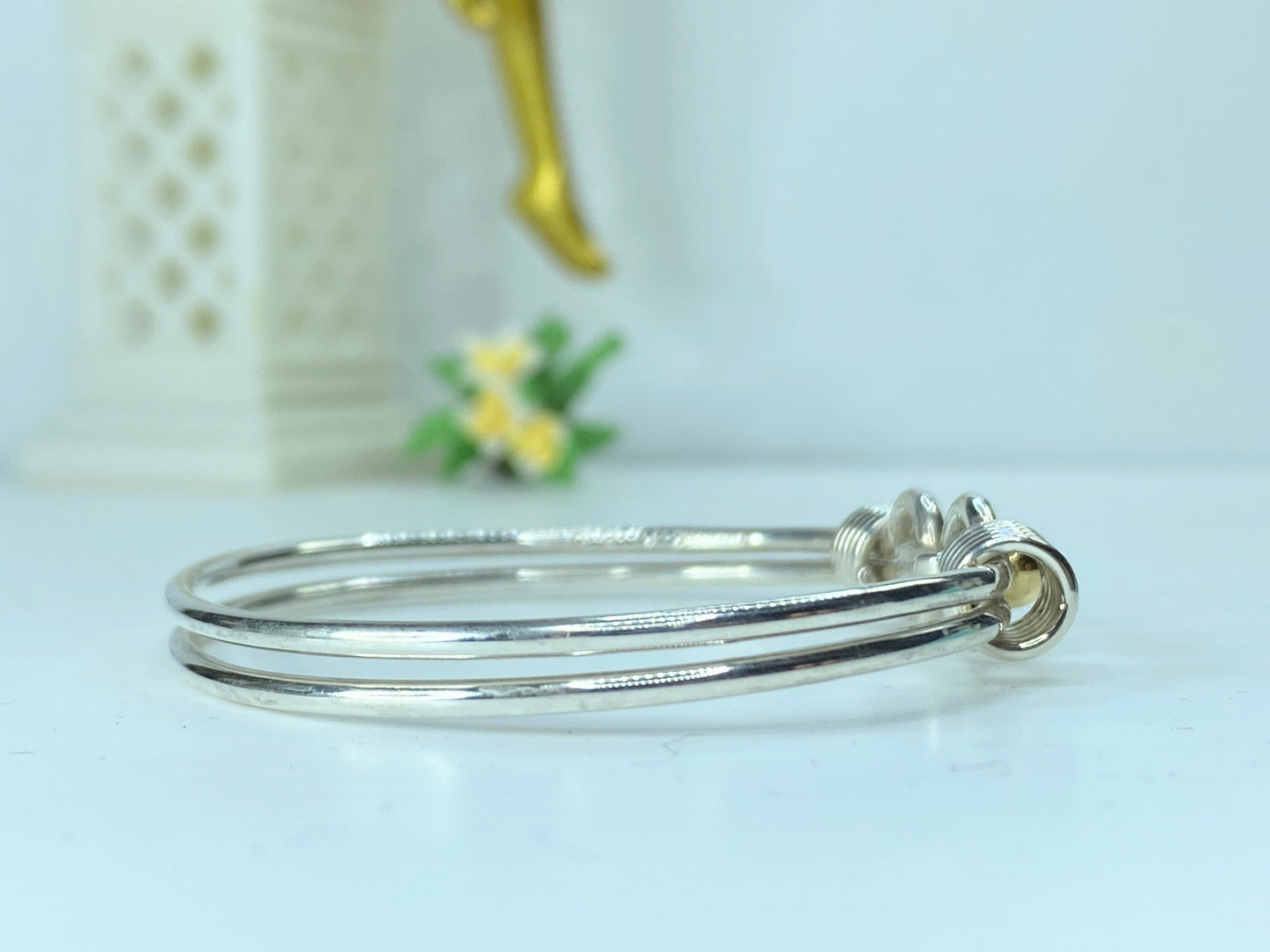 Tiffany & Co. Sterling Silver 18 Karat Gold Hook Bangle Cuff Bracelet 6.5" JR172