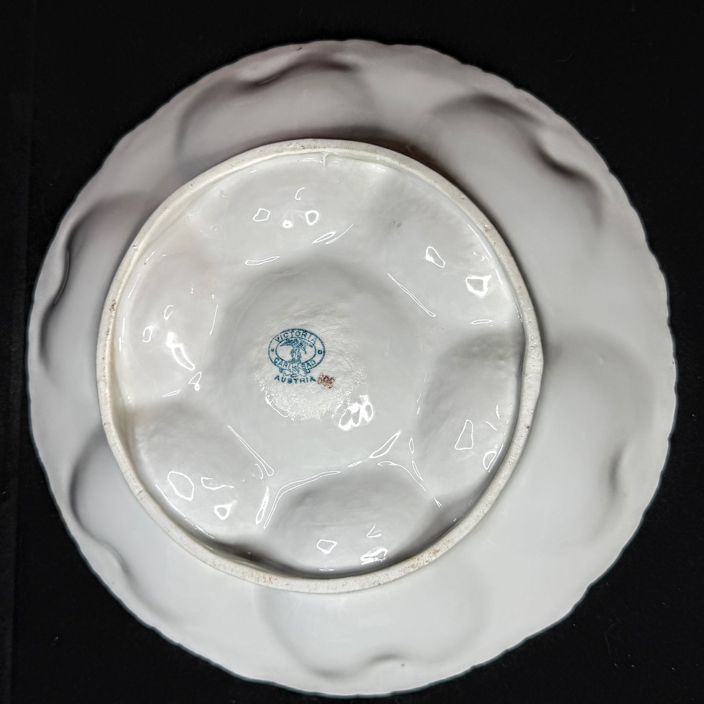 Antique Victoria Carlsbad Austria Purple Floral Porcelain Oyster Platter A1151