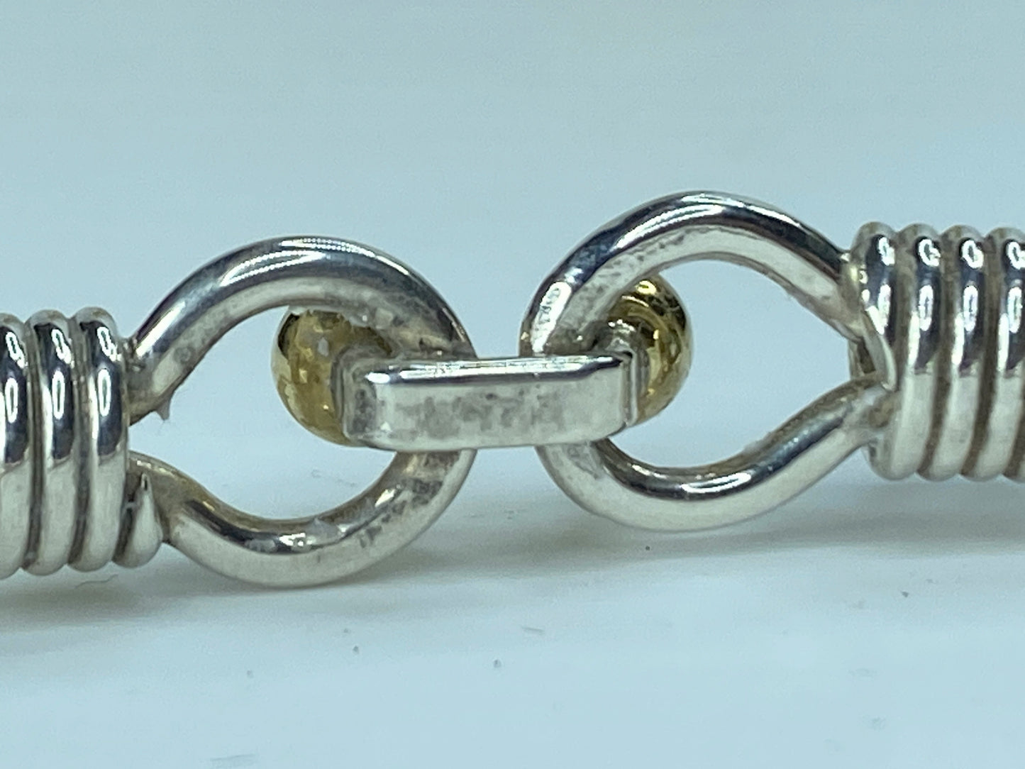 Tiffany & Co. Sterling Silver 18 Karat Gold Hook Bangle Cuff Bracelet 6.5" JR172