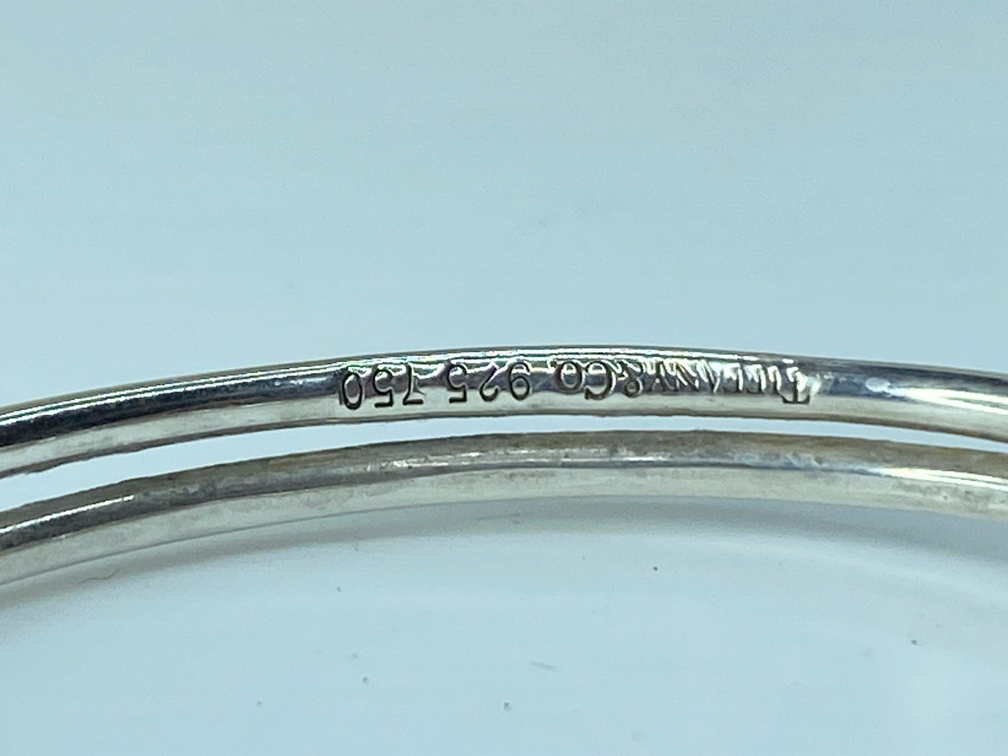 Tiffany & Co. Sterling Silver 18 Karat Gold Hook Bangle Cuff Bracelet 6.5" JR172