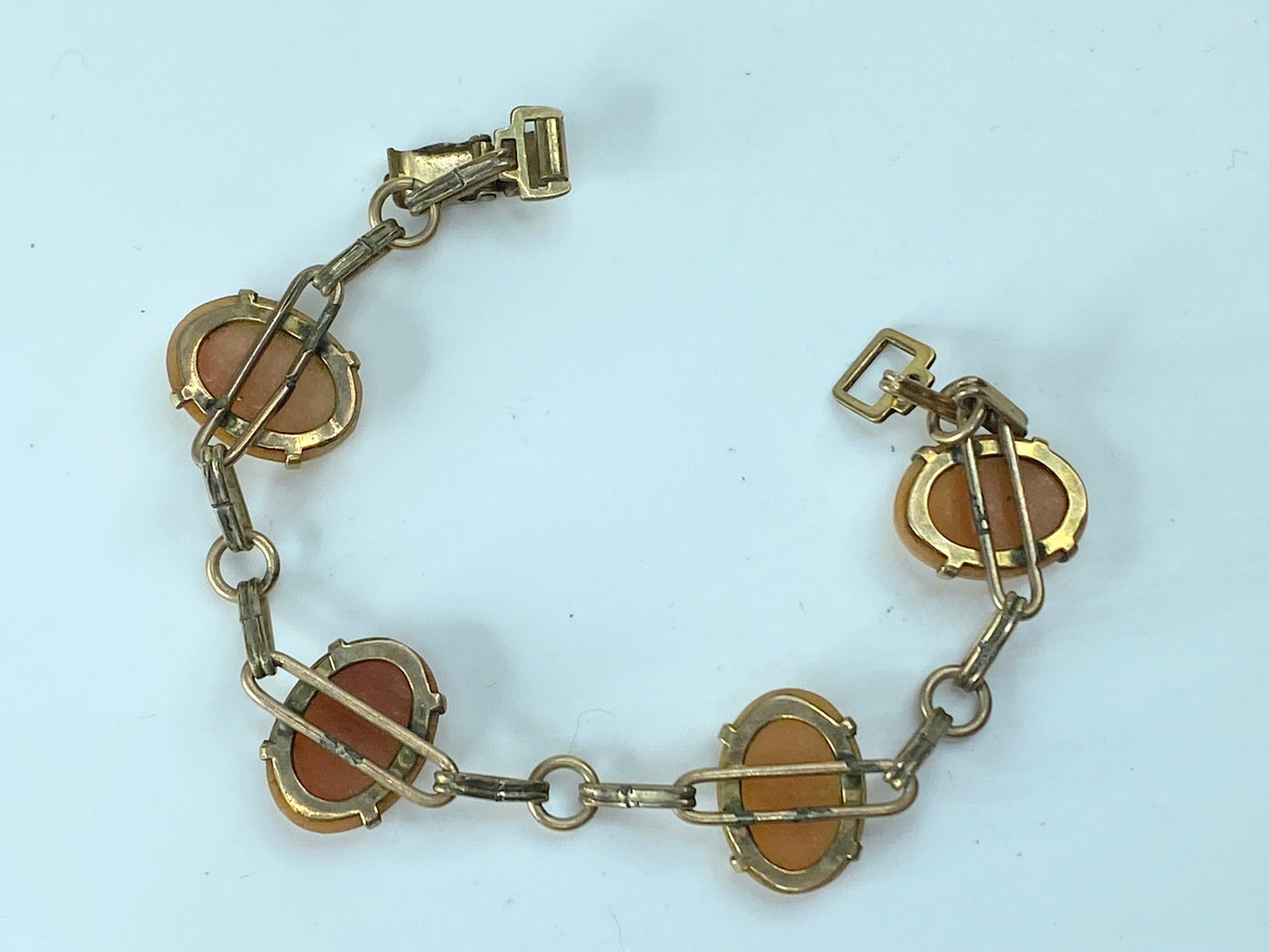 Art Deco 1/20 gold filled hand carved Cameo bracelet 7" 10/4g JR174