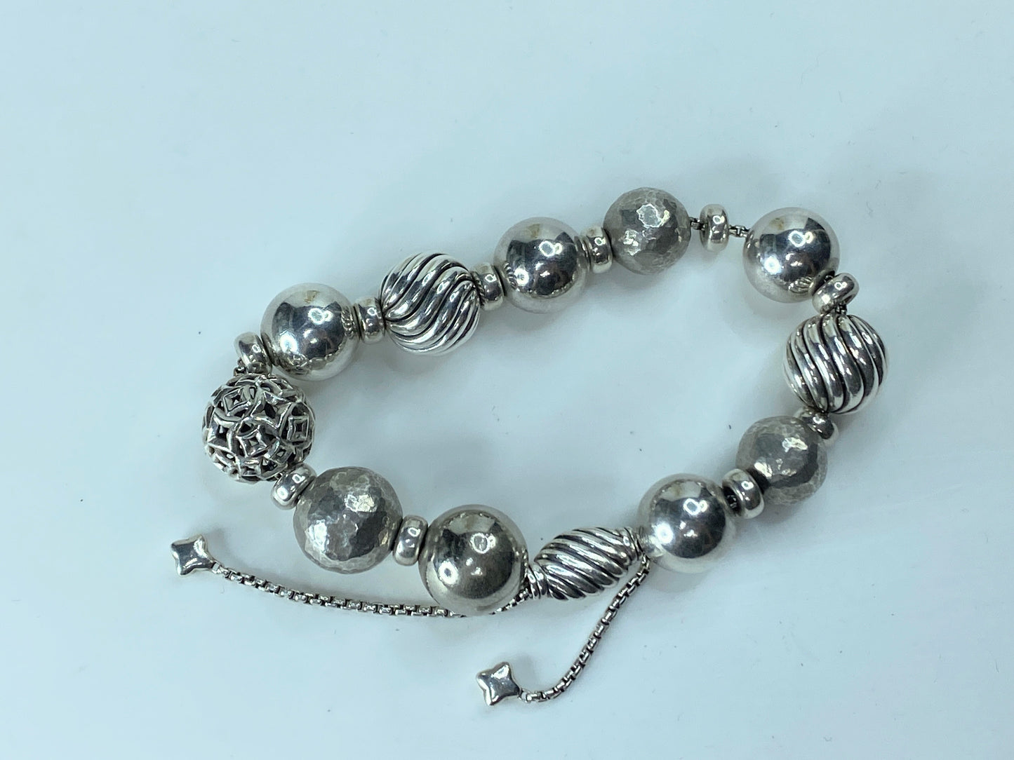 David Yurman sterling silver Elements Bead ball Bolo Bracelet adjustable JR176