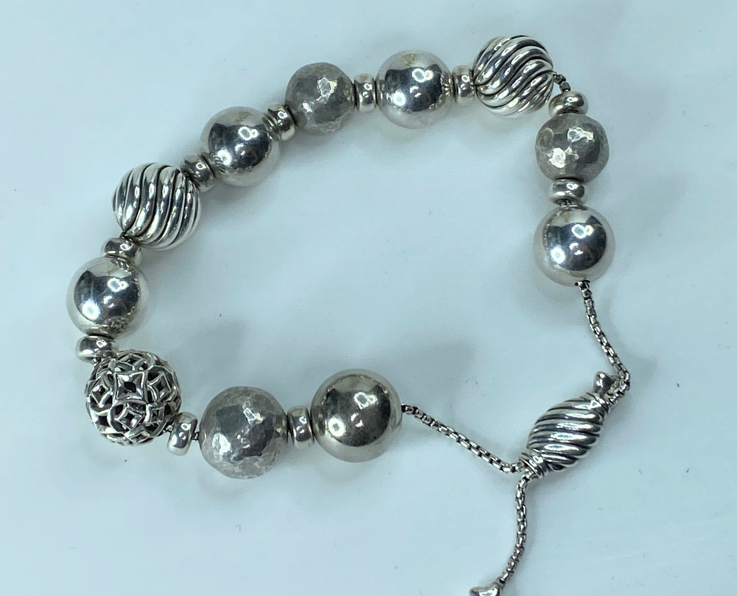 David Yurman sterling silver Elements Bead ball Bolo Bracelet adjustable JR176