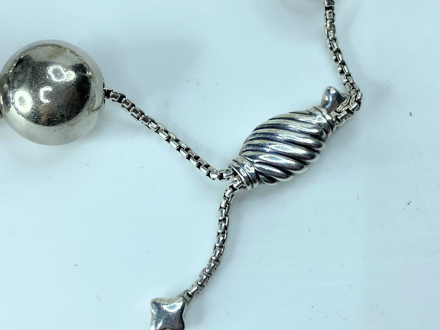 David Yurman sterling silver Elements Bead ball Bolo Bracelet adjustable JR176