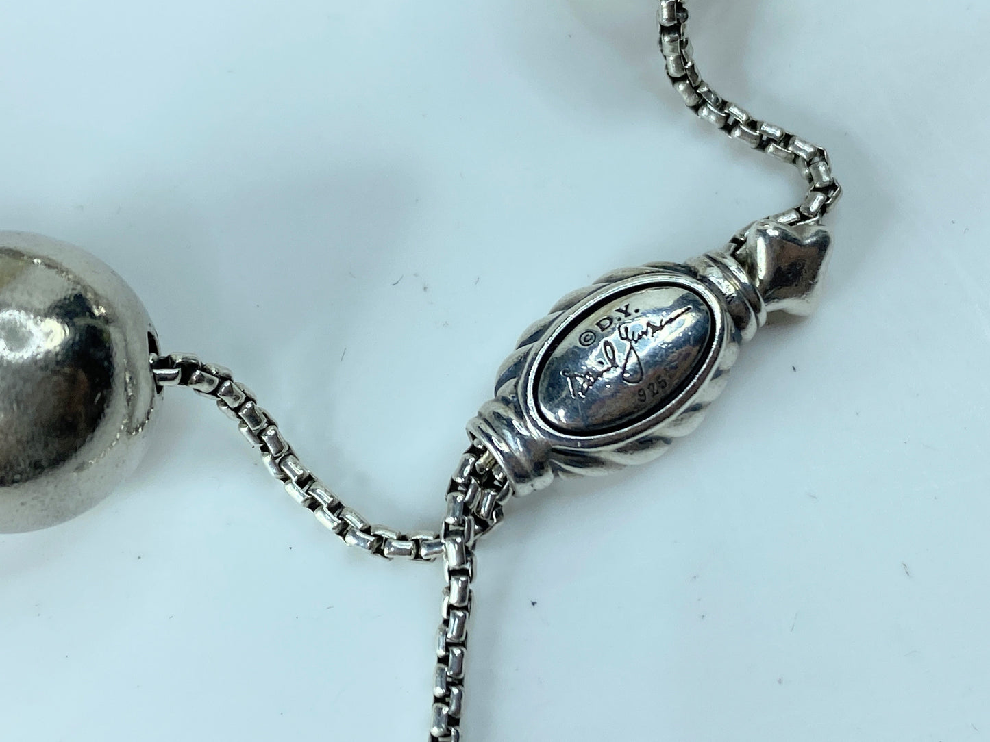David Yurman sterling silver Elements Bead ball Bolo Bracelet adjustable JR176