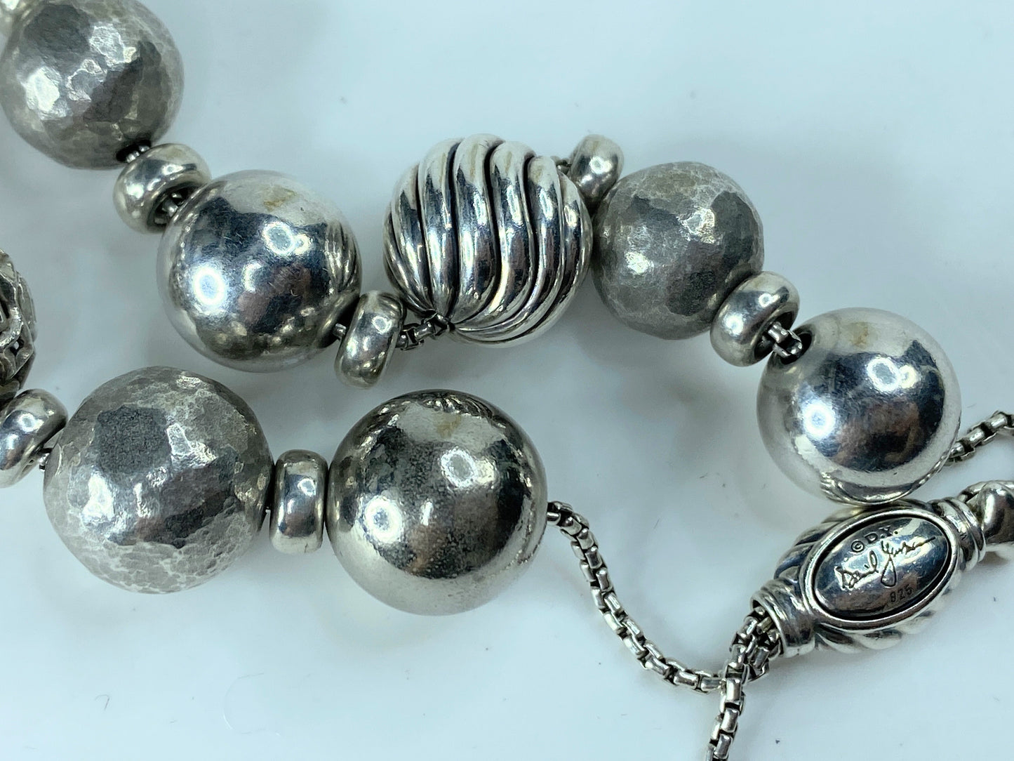 David Yurman sterling silver Elements Bead ball Bolo Bracelet adjustable JR176