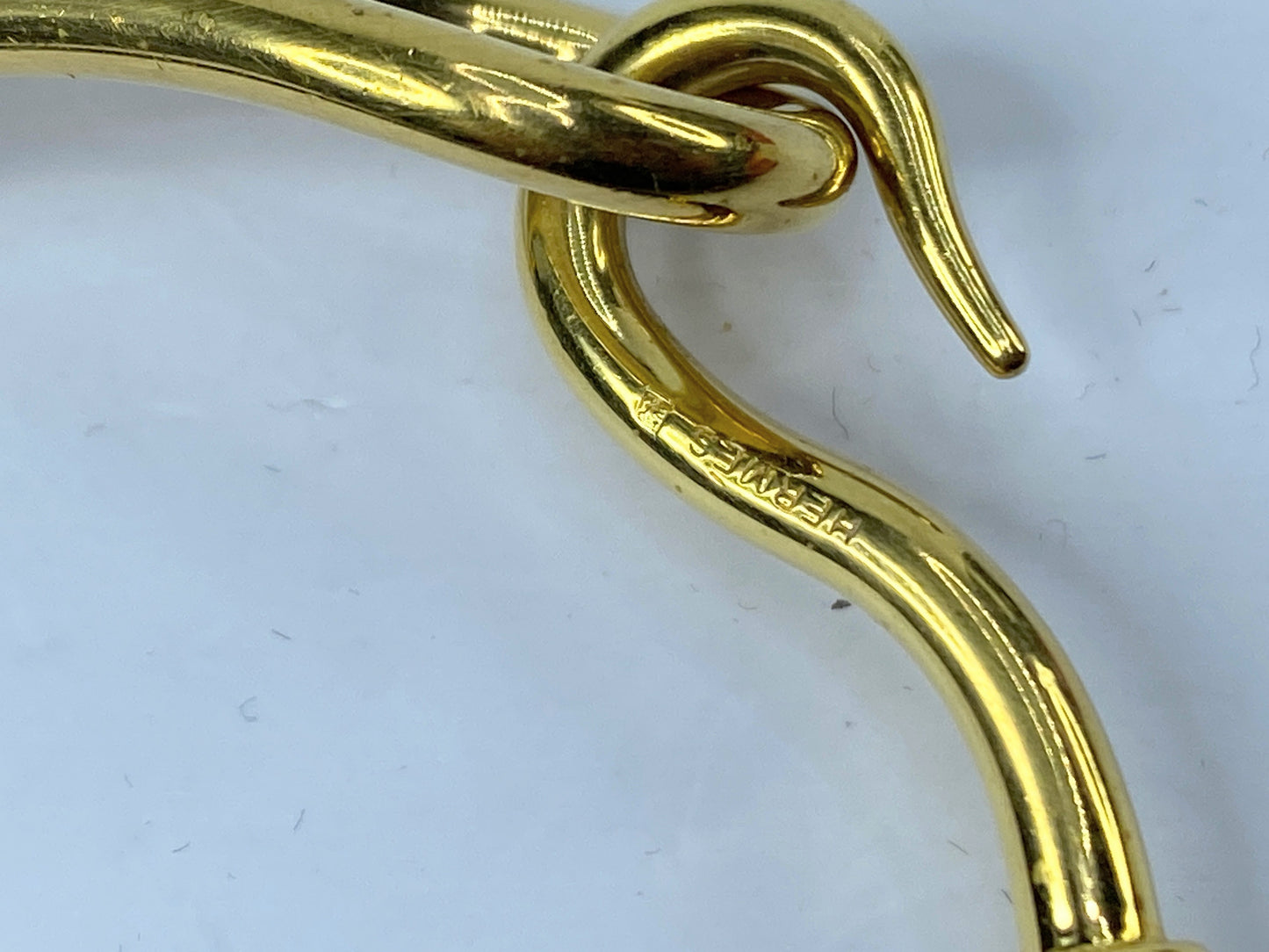 Authentic Hermès Yellow Gold Plated Jumbo Hook Brown Leather Bracelet 7" GS485