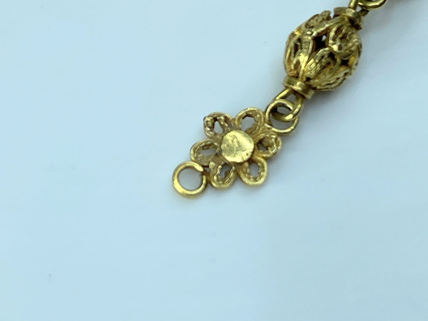Antique European 12K Rosary filigree Cross And Partial Chain 1 5/8" 8.4g JR179
