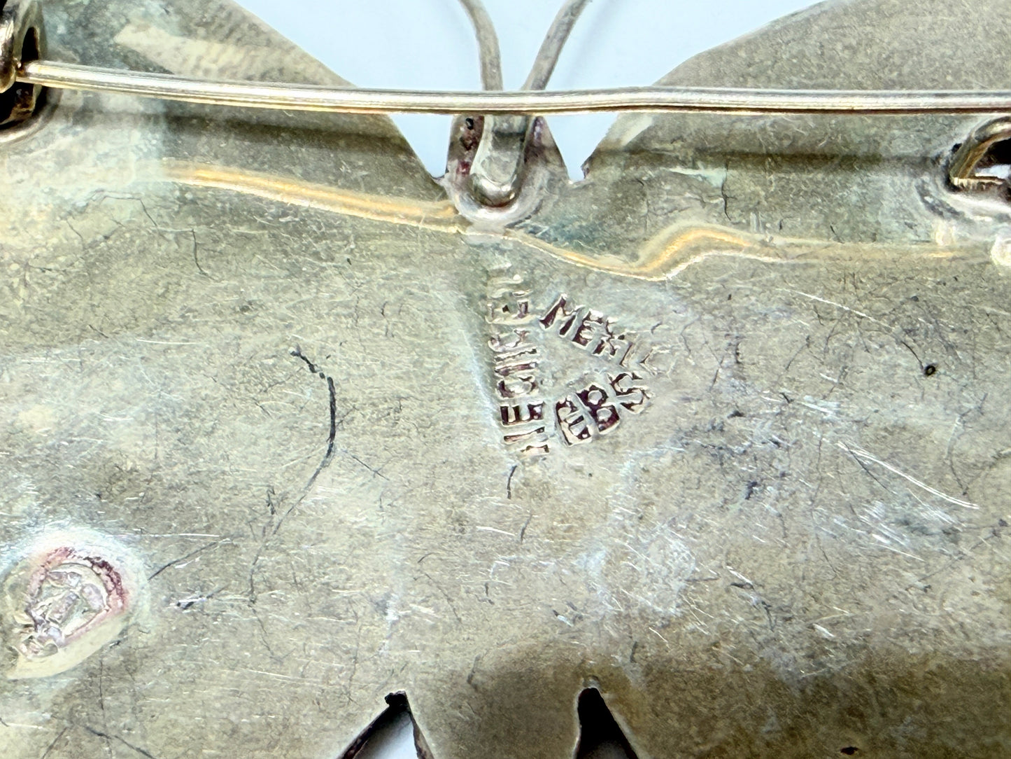 Large Vintage Paua Abalone Shell Butterfly Sterling Silver Mexico Brooch Pin 925 JR1269