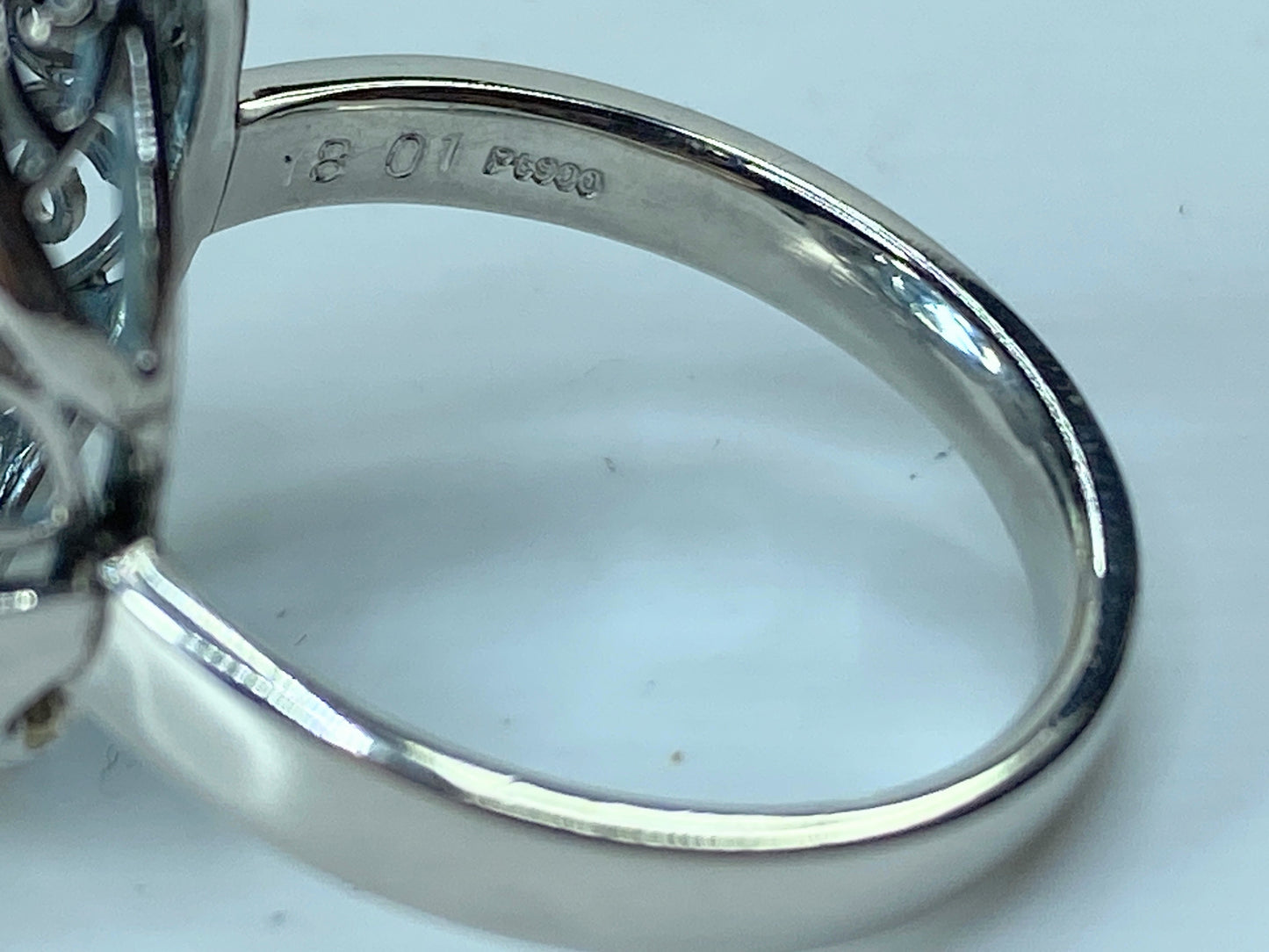 Stunning 18ct London Blue Topaz & Diamond Cocktail Ring in Platinum s9.5 JR184