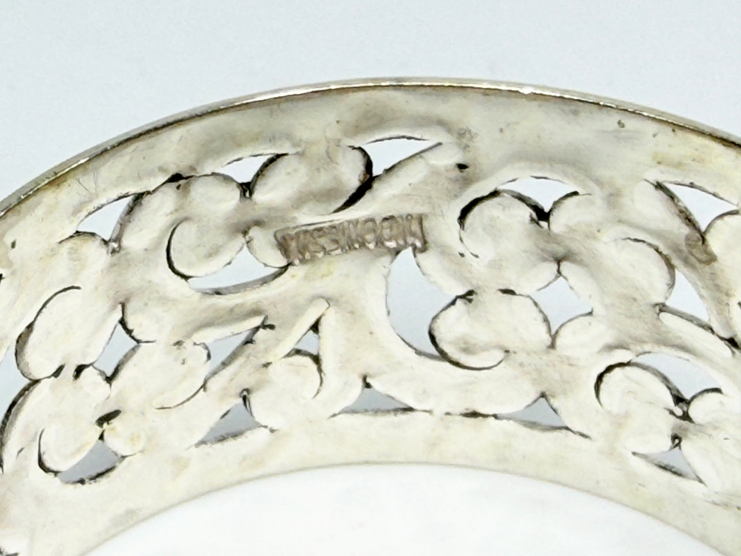 Vintage Mexican Sterling Silver Pierced Floral Napkin Rings Handmade SS191