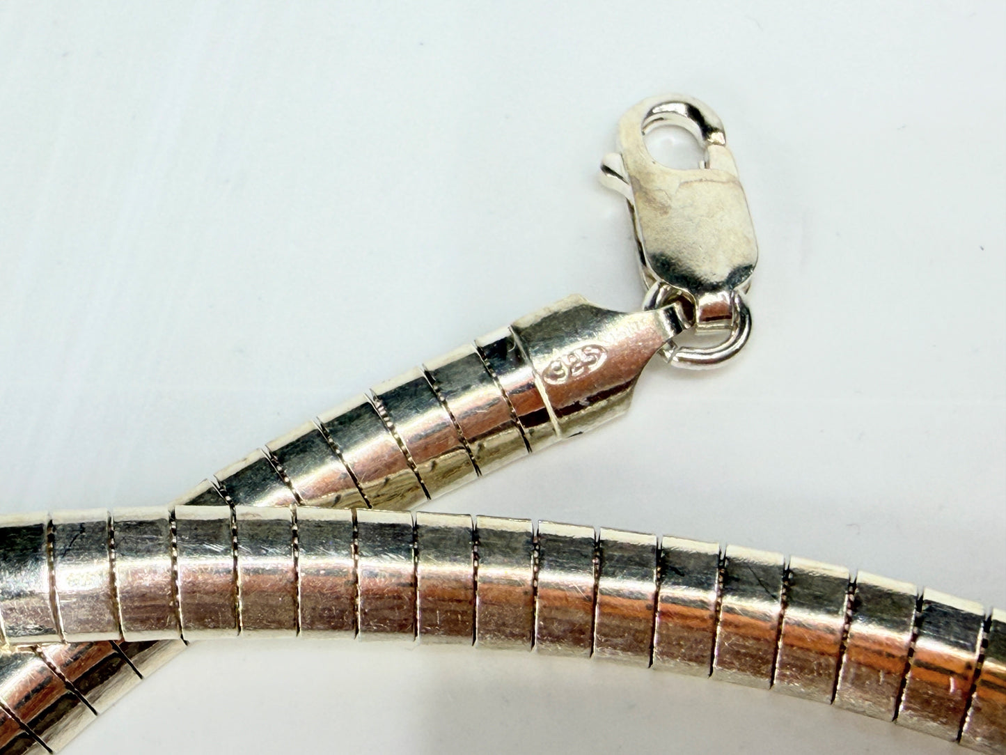 Italian H925 Sterling Silver Omega Necklace 16 Inch 5.5mm 26.4g JR1276