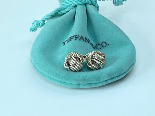 Tiffany & Co. 9.2mm Twist Knot Stud Earrings Sterling Silver with box 3.1g JR185