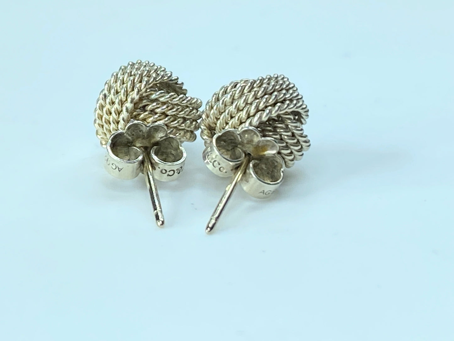 Tiffany & Co. 9.2mm Twist Knot Stud Earrings Sterling Silver with box 3.1g JR185