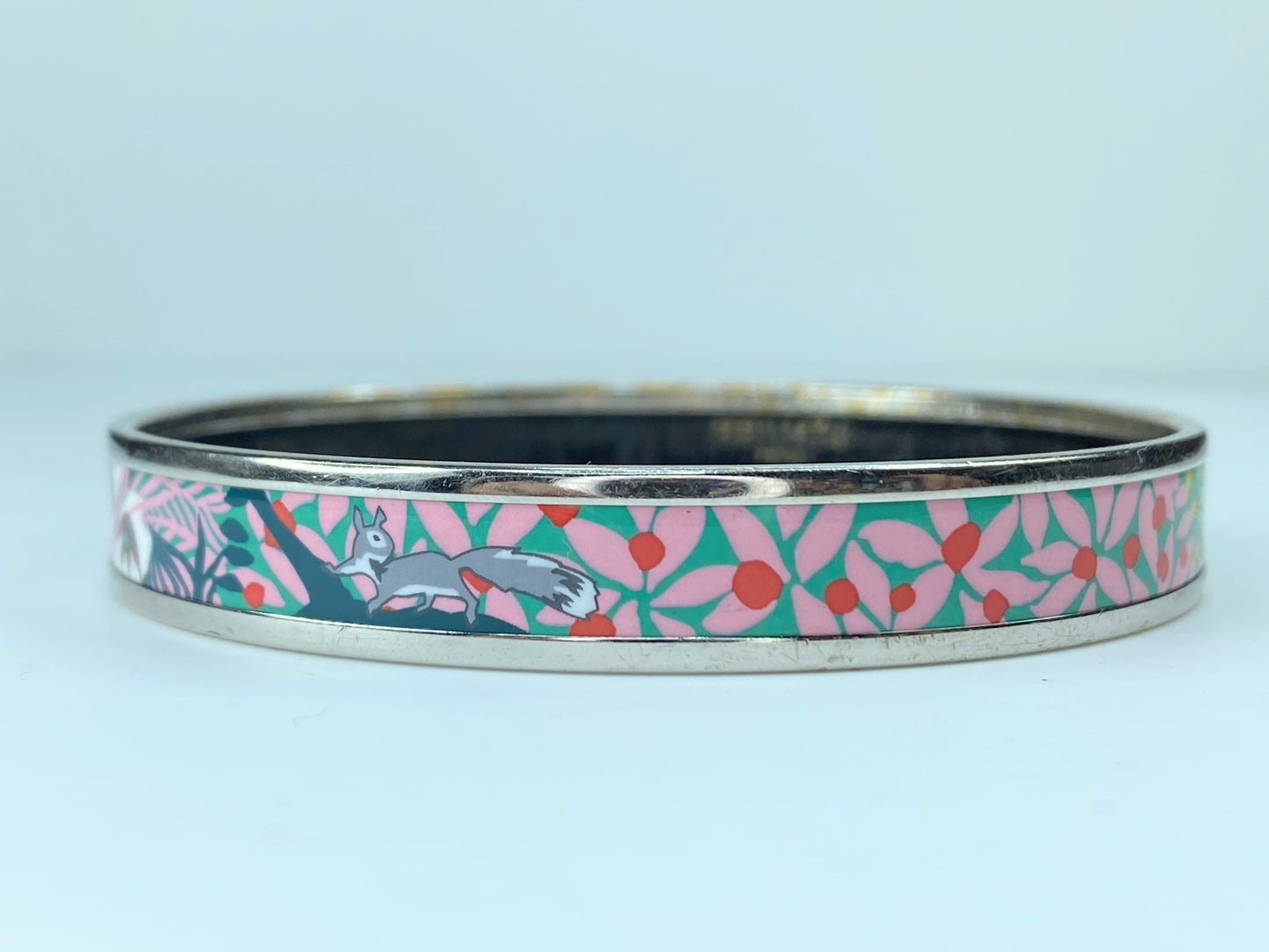 Hermes Enamel Dans un Jardin Anglais Printed Bracelet 62 Baroque JR9528