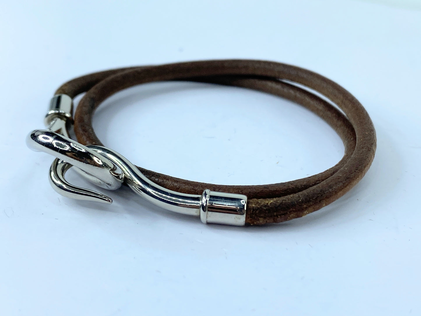 Hermès Jumbo Hook Double Tour Bracelet or necklace Leather 14.5" GS497