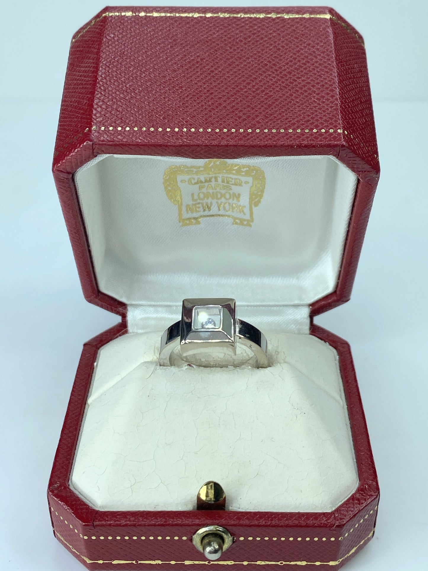Chopard 18k White Gold Diamond "Happy Diamond" Ring 12.1g s6.5 JR9532