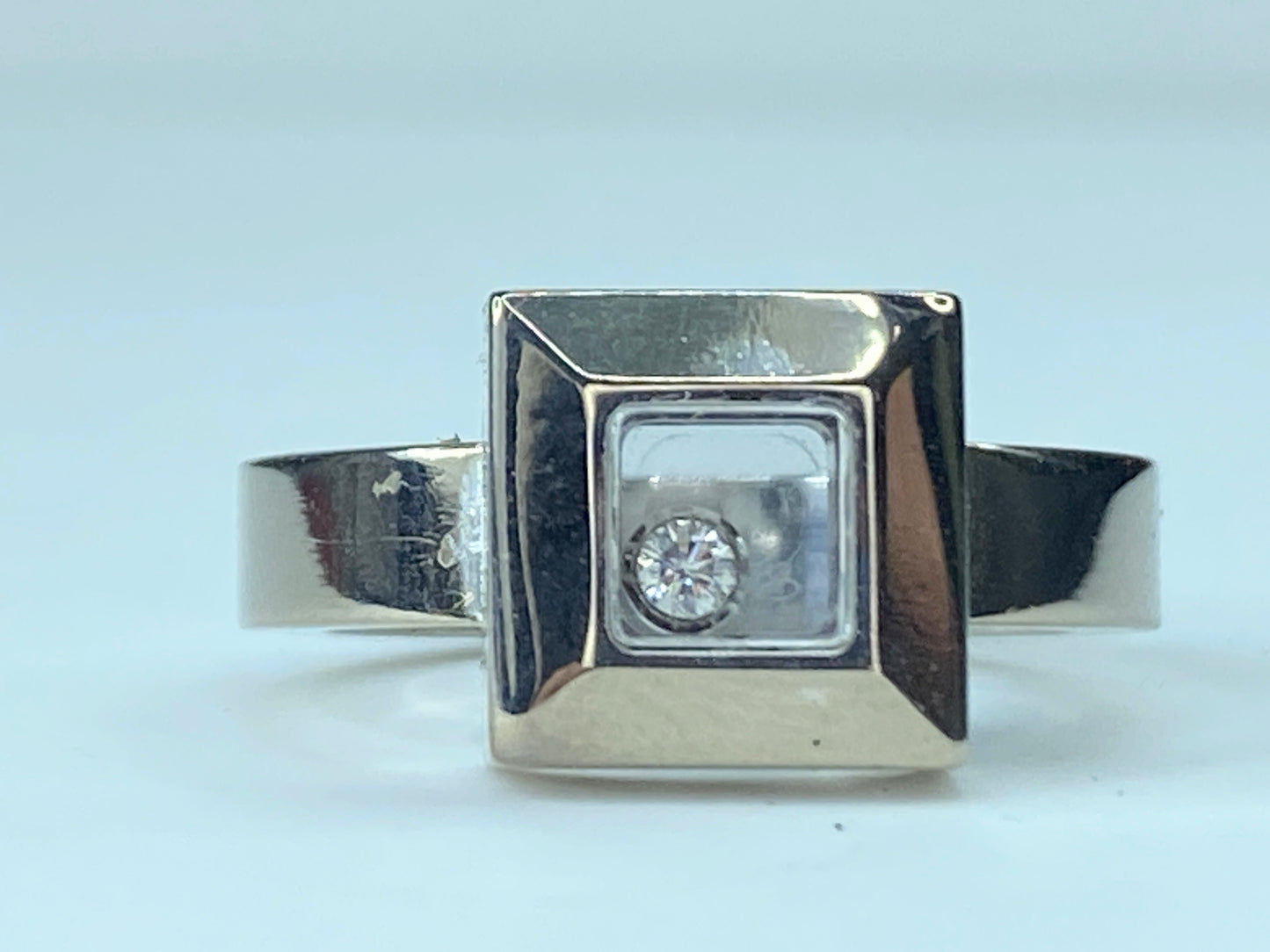 Chopard 18k White Gold Diamond "Happy Diamond" Ring 12.1g s6.5 JR9532
