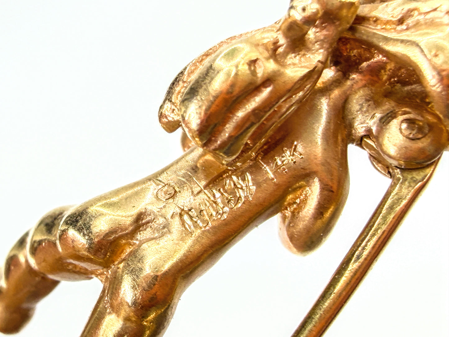 Vintage William Ruser 14K Gold Pearl "Sunday Child" Cherub Brooch JR1955