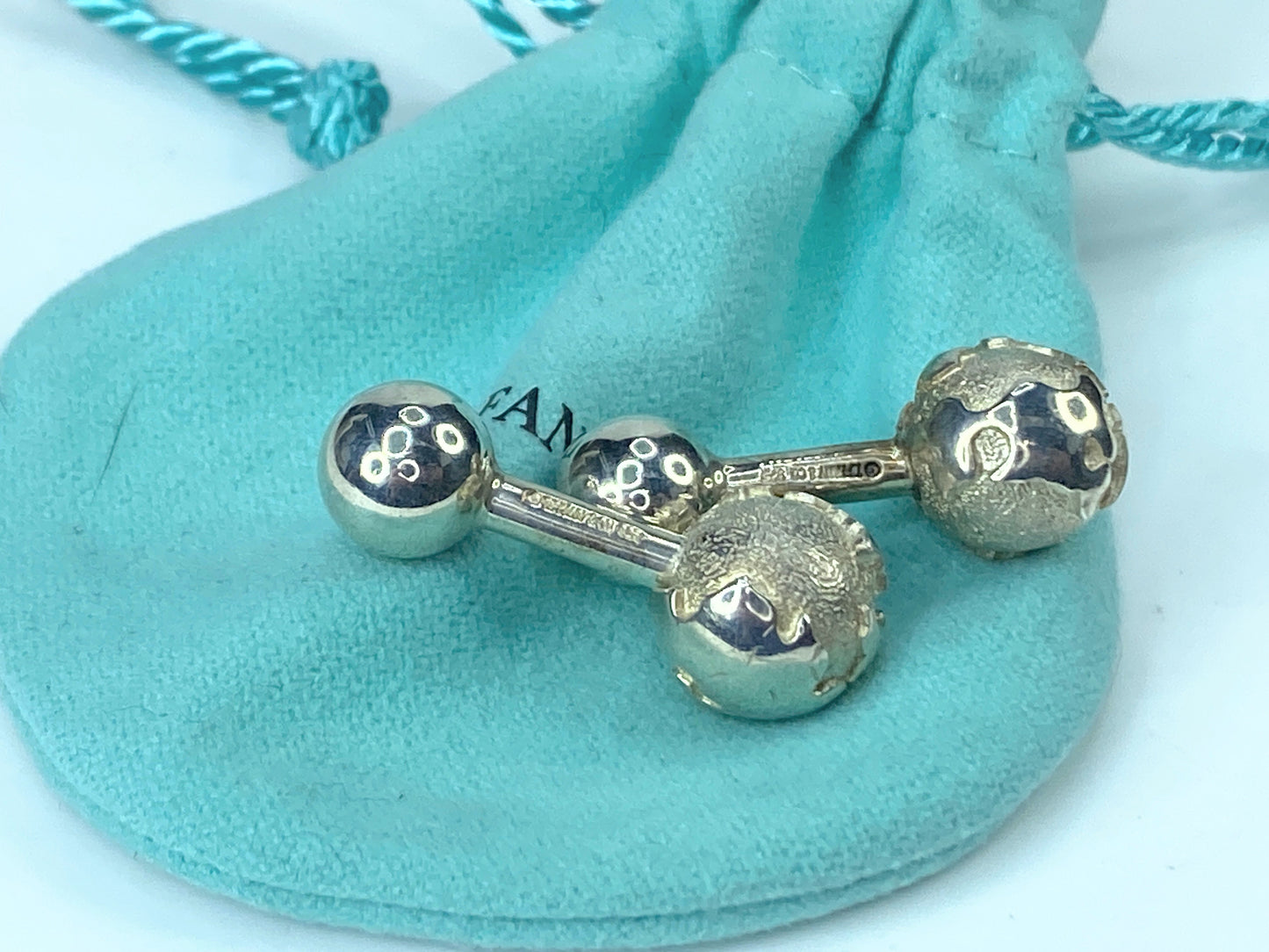 Tiffany & Co Sterling Silver Globe Earth Cufflinks 23.6 grams JR9544