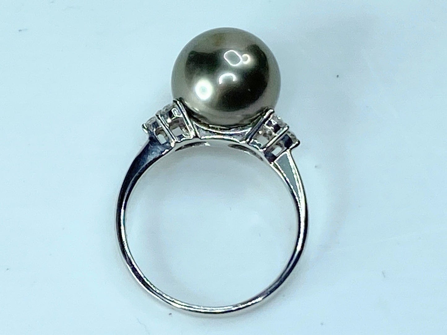 Platinum 11.5mm Black Grey ocean Pearl 0.1ct F/VS2 round brilliant Diamond JR194